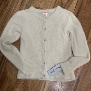 Cat & Jack Cream Shimmer Sweater w/Gem buttons NWT- Size 7/8